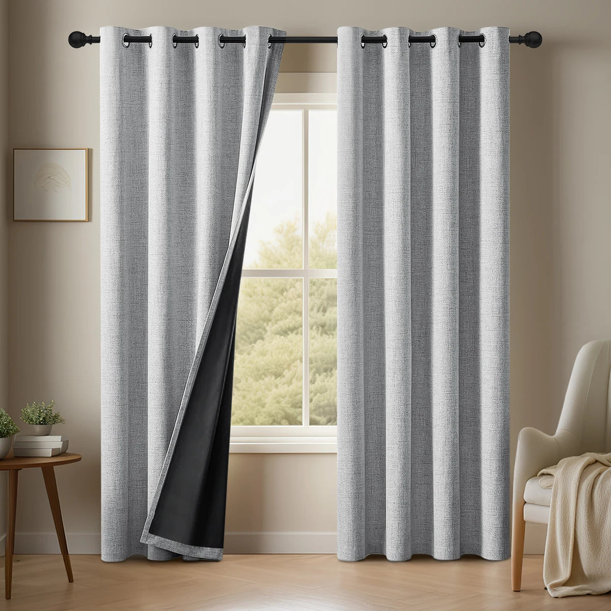 Plain Linen Blackout Curtains