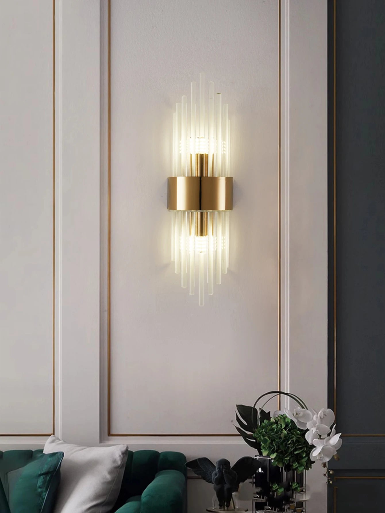 Gold Black Crystal Sconce